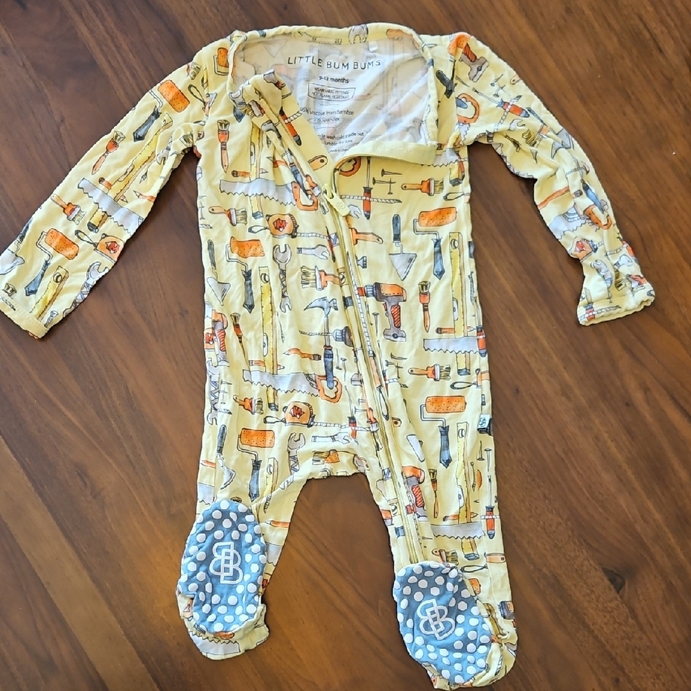 Yellow Tool Print Kids Footie